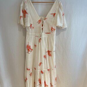 REBECCA TAYLOR RUFFLED SLEEVE MAXI DRESS SZ MEDIUM